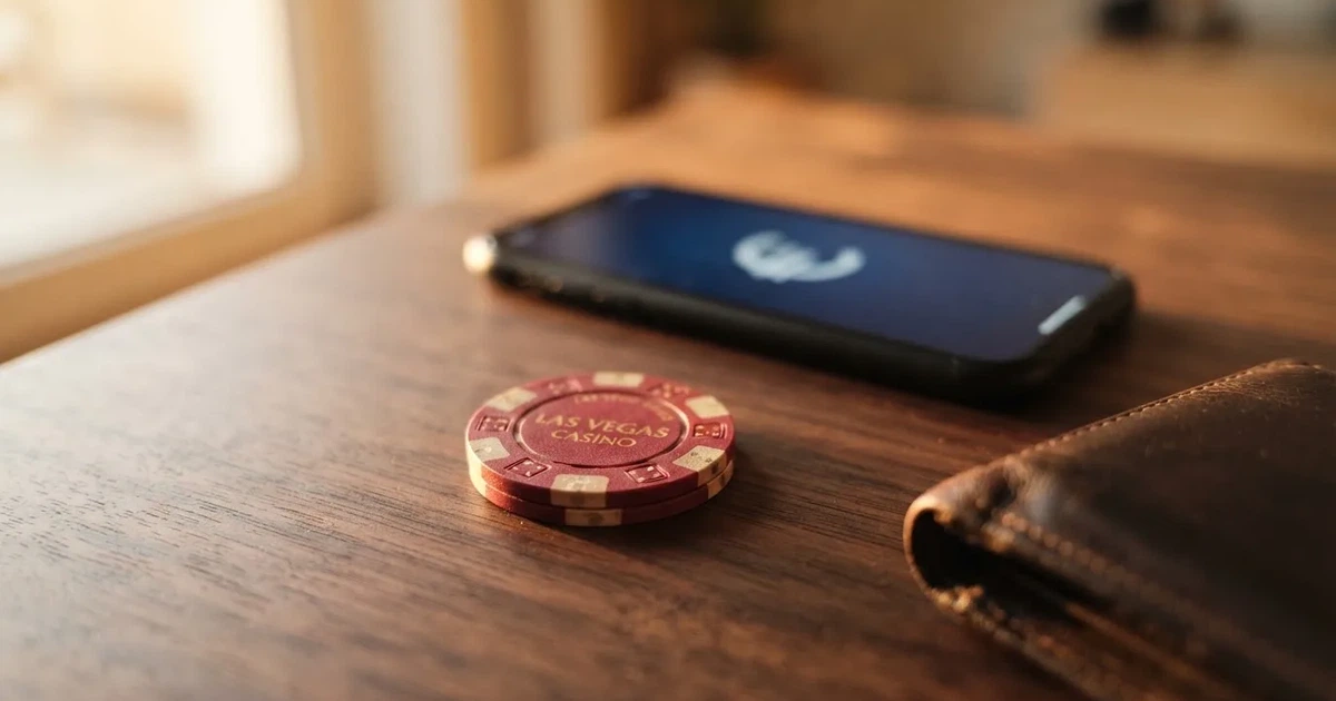 Kartenterminal und Smartphone auf einem Holztisch neben einer Geldbörse — 30 euro bonus ohne einzahlung casino